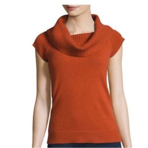 Theory AFLINA Cowl Neck Sweater Cashmere Short sleeve top orange size Small